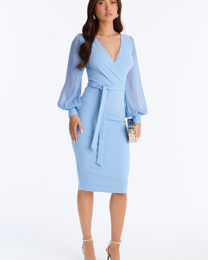 Fashion Nova Renee Surplice Tie Waist Women's Midi Dress