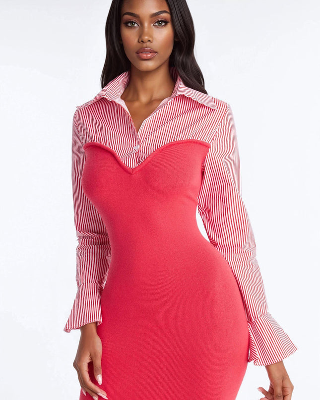 Fashion Nova Maya Stripe Women's Sweater Maxi Dress