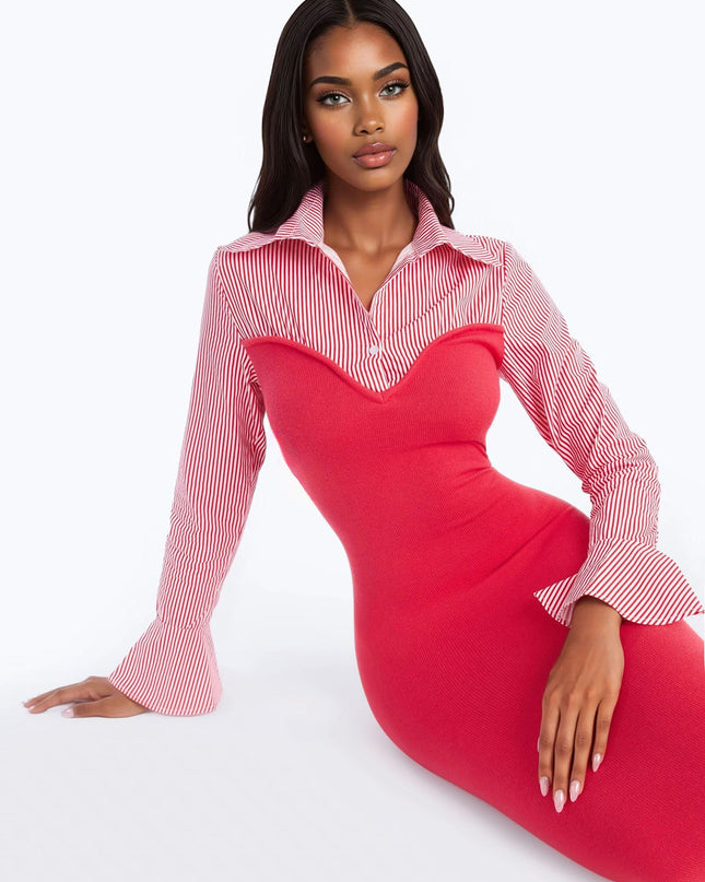 Fashion Nova Maya Stripe Women's Sweater Maxi Dress