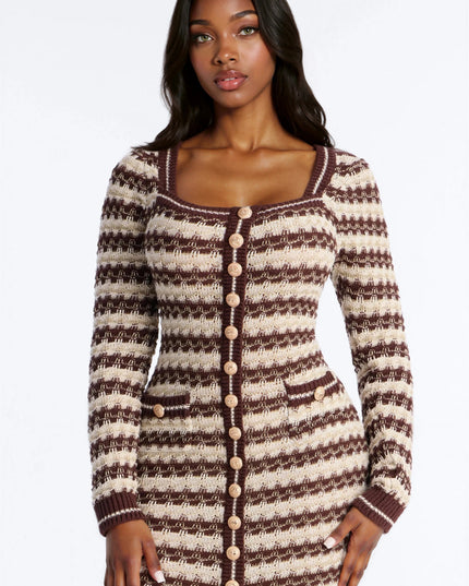 Fashion Nova Hana Long Sleeve Sweater Women's Midi Dress