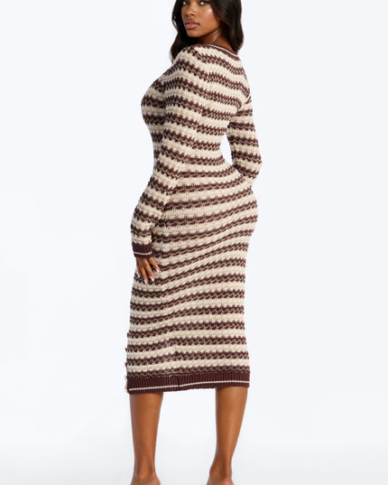 Fashion Nova Hana Long Sleeve Sweater Women's Midi Dress