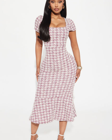 Fashion Nova Margot Stretch Tweed Women's Midi Dress