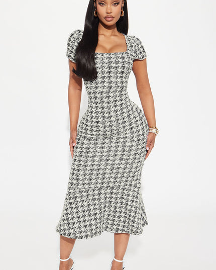 Fashion Nova Margot Stretch Tweed Women's Midi Dress