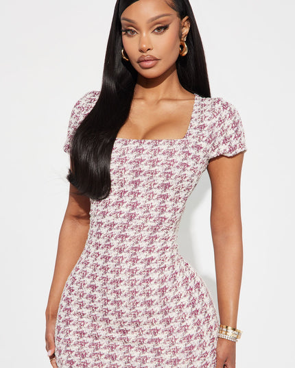 Fashion Nova Margot Stretch Tweed Women's Midi Dress
