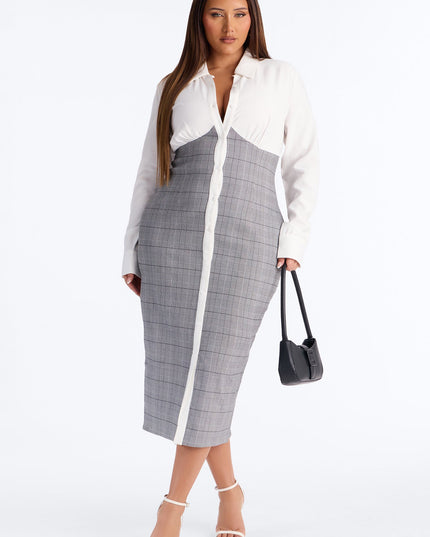 Fashion Nova Yasmin Plaid Shirt Women's Midi Dress