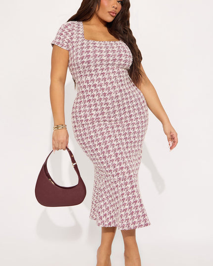Fashion Nova Margot Stretch Tweed Women's Midi Dress