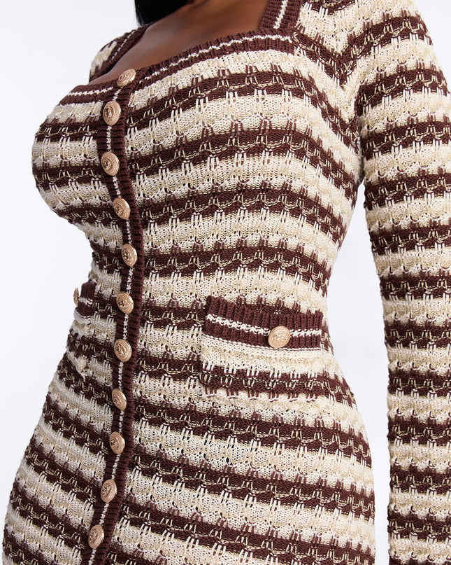 Fashion Nova Hana Long Sleeve Sweater Women's Midi Dress