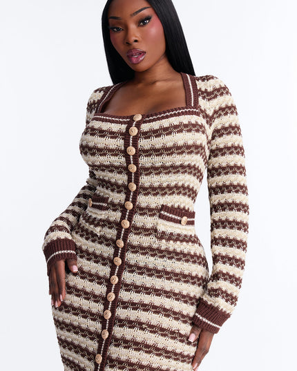 Fashion Nova Hana Long Sleeve Sweater Women's Midi Dress