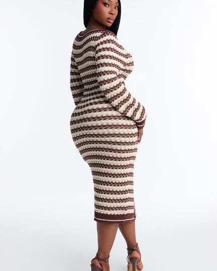 Fashion Nova Hana Long Sleeve Sweater Women's Midi Dress