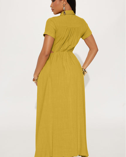 Fashion Nova Linen Women's Maxi Shirt Dress