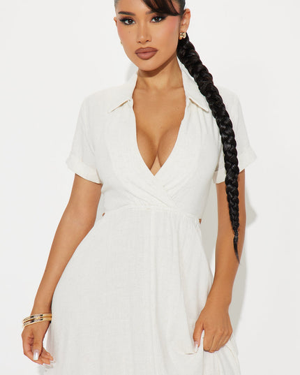 Fashion Nova Linen Women's Maxi Shirt Dress