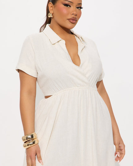 Fashion Nova Linen Women's Maxi Shirt Dress