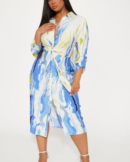 Fashion Nova See The Vision Long Sleeve Women's Shirt Midi Dress