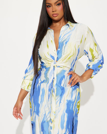 Fashion Nova See The Vision Long Sleeve Women's Shirt Midi Dress
