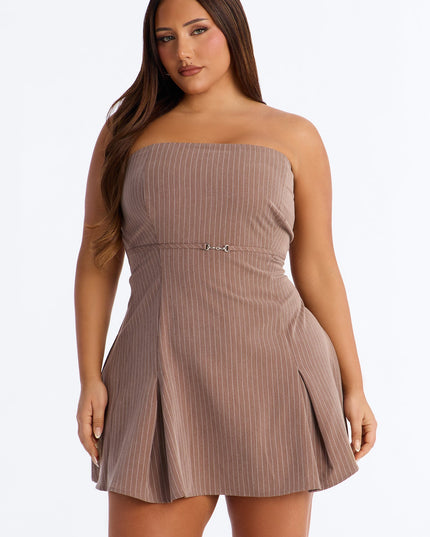 Fashion Nova High Priority Strapless Pinstripe Women's Mini Dress