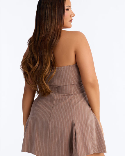 Fashion Nova High Priority Strapless Pinstripe Women's Mini Dress