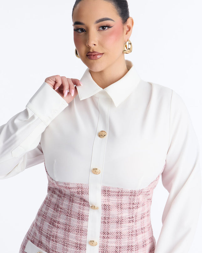 Fashion Nova Jayleen Long Sleeve Tweed Women's Mini Dress
