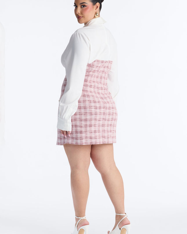 Fashion Nova Jayleen Long Sleeve Tweed Women's Mini Dress