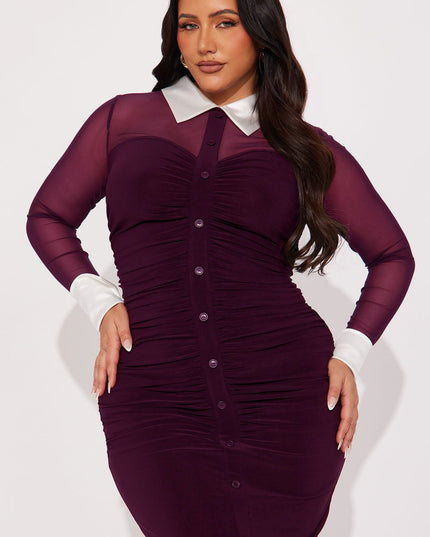 Fashion Nova She Means Business Mesh Women's Shirt Midi Dress