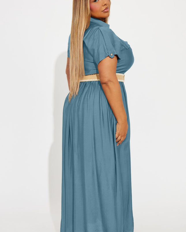 Fashion Nova Laurel Linen Women's Maxi Shirt Dress