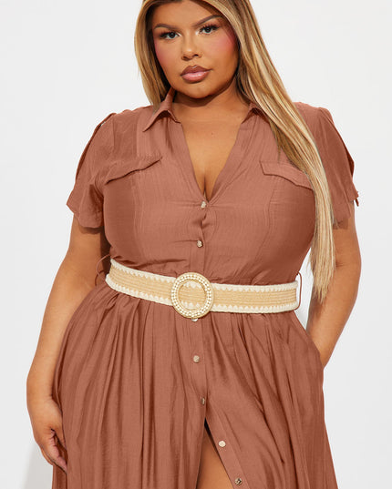 Fashion Nova Laurel Linen Women's Shirt Maxi Dress