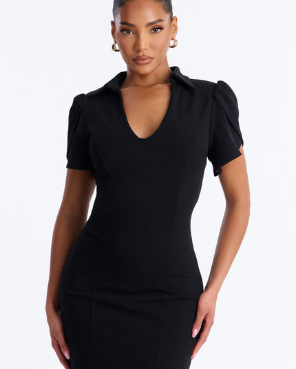 Fashion Nova Marina Bow Short Sleeve Women's Midi Dress