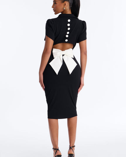 Fashion Nova Marina Bow Short Sleeve Women's Midi Dress
