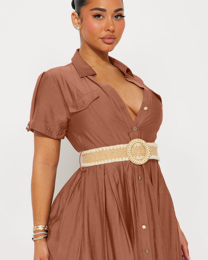Fashion Nova Laurel Linen Women's Shirt Maxi Dress