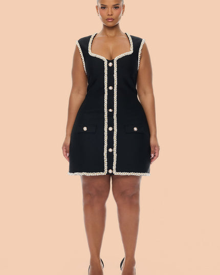 Fashion Nova Victoria Pearl Trim Women's Bandage Mini Dress