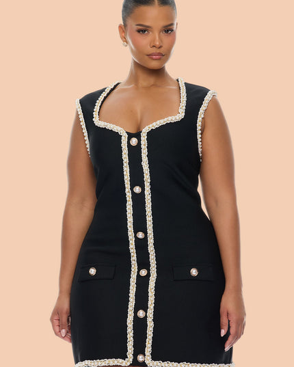 Fashion Nova Victoria Pearl Trim Women's Bandage Mini Dress