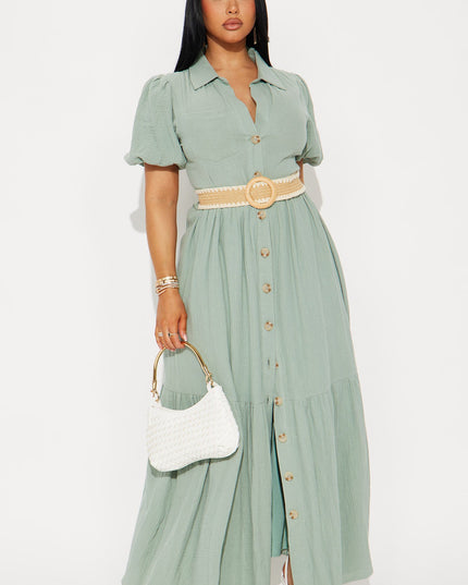 Fashion Nova Georgina Short Sleeve Women's Maxi Shirt Dress