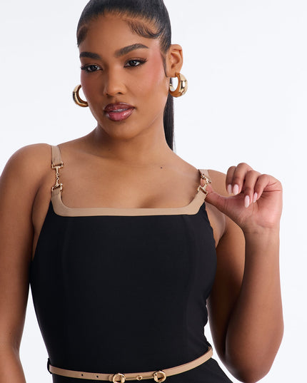 Fashion Nova Iris Contrast Belted Women's Mini Dress