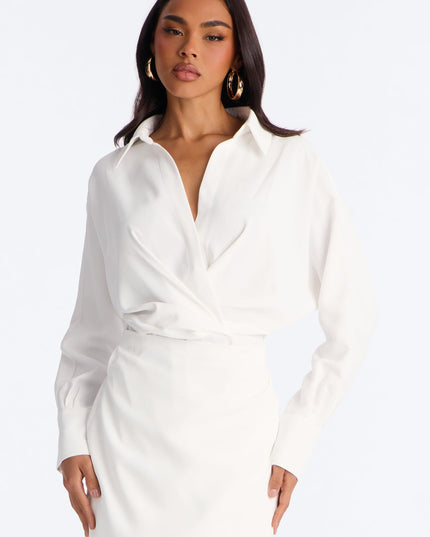 Fashion Nova Giada Women's Wrap Shirt Midi Dress