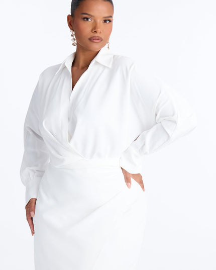 Fashion Nova Giada Women's Wrap Shirt Midi Dress