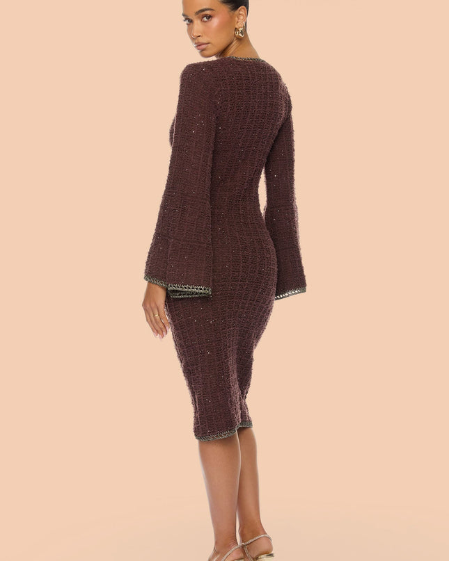 Fashion Nova Brooke Embellished Tweed Women's Maxi Dress
