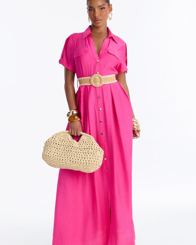 Fashion Nova Laurel Linen Women's Maxi Shirt Dress