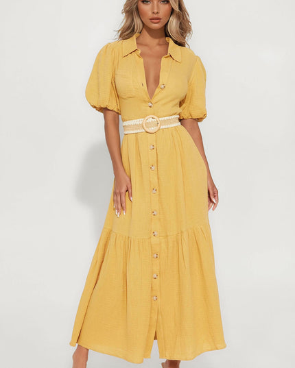Fashion Nova Georgina Short Sleeve Women's Shirt Maxi Dress