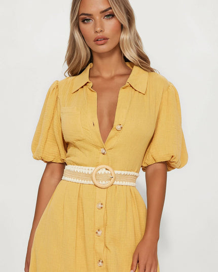 Fashion Nova Georgina Short Sleeve Women's Shirt Maxi Dress