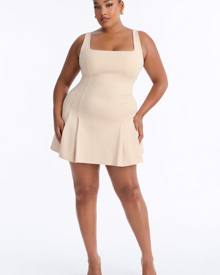 Fashion Nova Rue Pleated Drop Waist Women's Mini Dress
