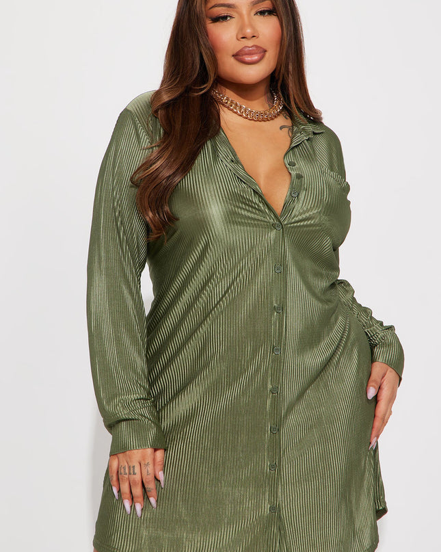 Fashion Nova Lisa Plisse Women's Shirt Dress