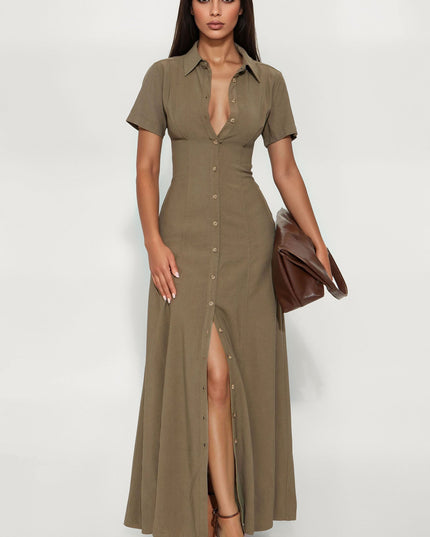 Fashion Nova Elsa Woven Women's Maxi Shirt Dress