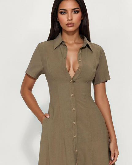 Fashion Nova Elsa Woven Women's Maxi Shirt Dress