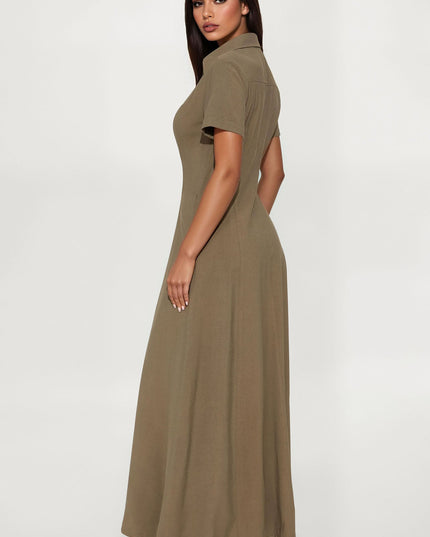 Fashion Nova Elsa Woven Women's Maxi Shirt Dress