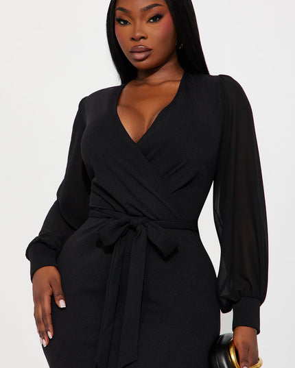 Fashion Nova Renee Surplice Tie Waist Women's Midi Dress