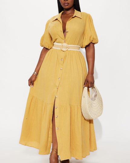 Fashion Nova Georgina Short Sleeve Women's Shirt Maxi Dress