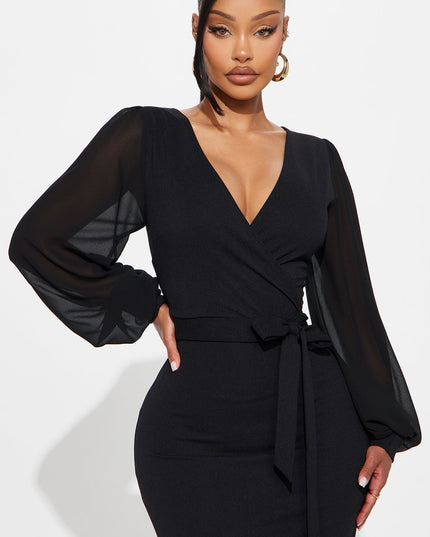Fashion Nova Renee Surplice Tie Waist Women's Midi Dress