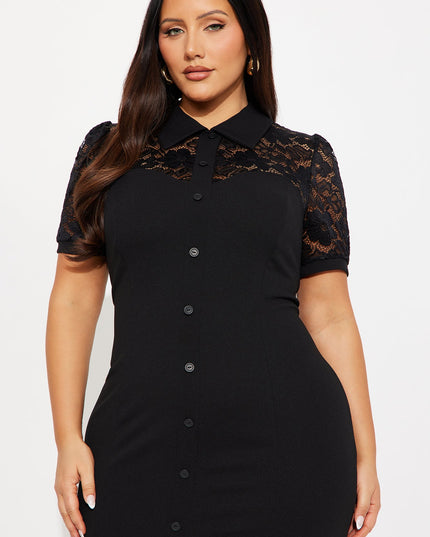 Fashion Nova Helena Lace Short Sleeve Women's Midi Dress