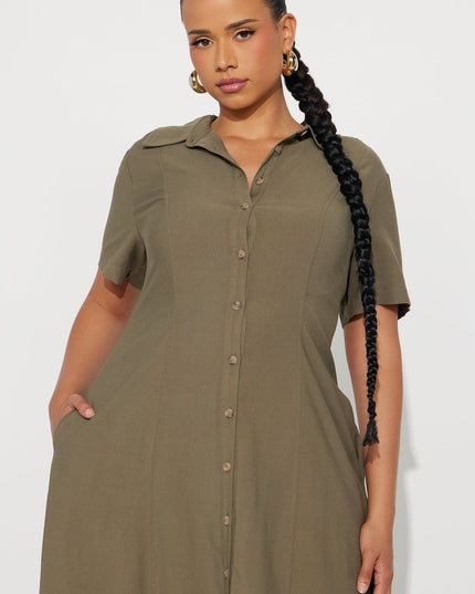 Fashion Nova Elsa Woven Women's Maxi Shirt Dress