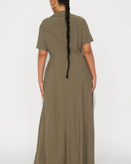 Fashion Nova Elsa Woven Women's Maxi Shirt Dress