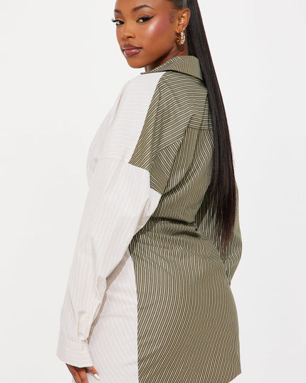 Fashion Nova Charli Surplice Pinstripe Shirt Women's Mini Dress